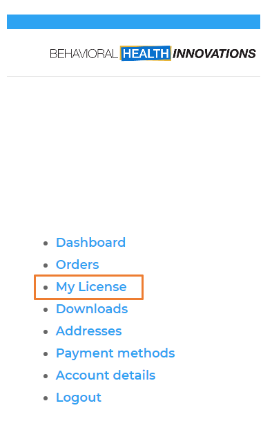My account - license